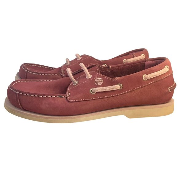 Timberland Shoes - Timberland Leather Boat Shoes Womens Size 5.5 Pink Classic Deck